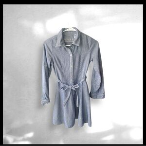 Guess pinstripe denim dress girls 14 button down tie waist EUC